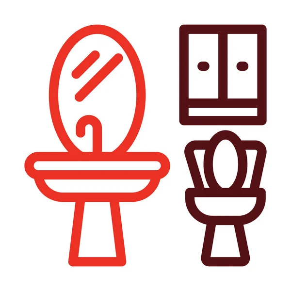 Fürdőszoba Vastagság Vonal Két Szín Ikonok Személyes Kereskedelmi Használatra — Stock Vector