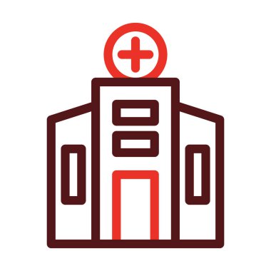 Hastane Kalın Çizgisi Kişisel ve Ticari Kullanım İçin İki Renk Simgesi