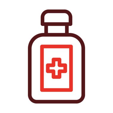 İlaç Şişesi Kalın Çizgisi Kişisel ve Ticari Kullanım İçin İki Renk Simgesi