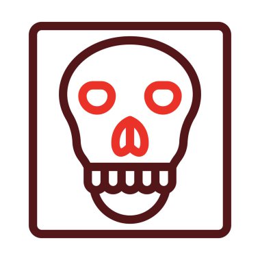 Kişisel ve ticari kullanım için Kafatası X-ray Kalın Çizgisi İki Renk Simgesi