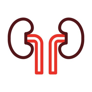 Kişisel ve ticari kullanım için Böbrek Kalın Çizgisi İki Renk Simgesi