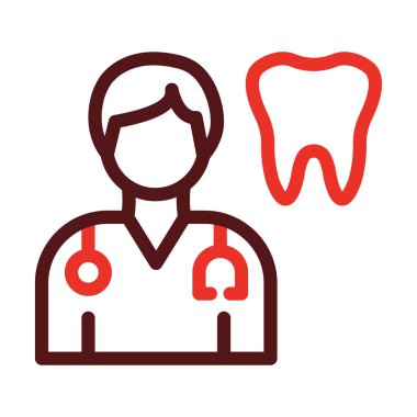 Kişisel ve Ticari Kullanım İçin Dişçi Kalın Çizgisi İki Renk Simgesi