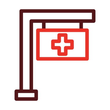 Hastane İmza Kalın Çizgi Kişisel ve Ticari Kullanım İçin İki Renk Simgesi