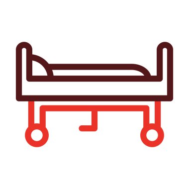 Hastane Yatak Kalın Çizgisi Kişisel ve Ticari Kullanım İçin İki Renk Simgesi