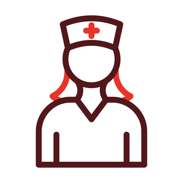 看護師の厚いライン個人的および商業使用のための2色のアイコン — ストックベクタ
