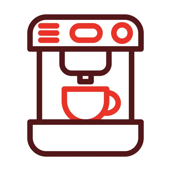 個人的および商業使用のためのコーヒー機械厚いライン2色のアイコン — ストックベクタ