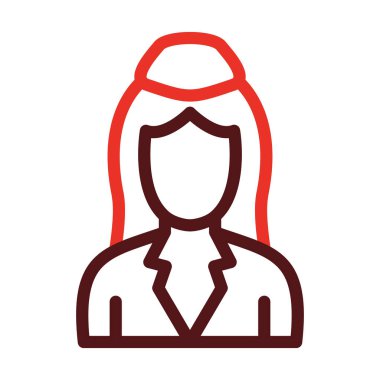 Kişisel ve ticari kullanım için Uçuş Görevlisi Kalın Çizgi İki Renk Simgesi