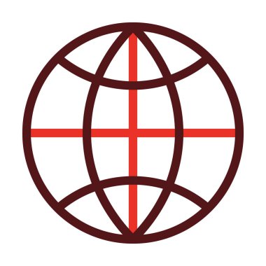 Coğrafi Küre Kalın Çizgisi Kişisel ve Ticari Kullanım İçin İki Renk Simgesi