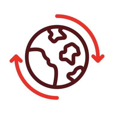 Kişisel ve ticari kullanım için Dünya Dönüşü Kalın Çizgisi İki Renk Simgesi