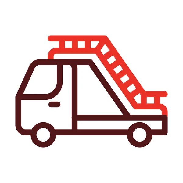 Ladder Truck Thick Line Dos Iconos Color Para Uso Personal — Vector de stock