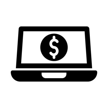 Kişisel ve Ticari Kullanım İçin Çevrimiçi Bankacılık Vektörü Glyph Simgesi