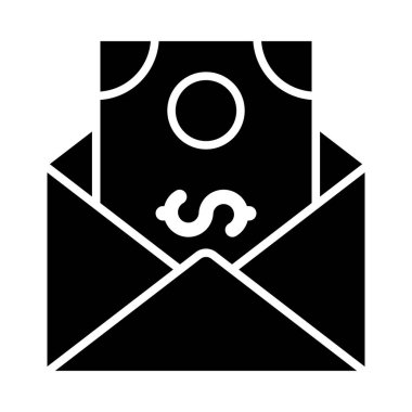 Kişisel ve Ticari Kullanım İçin Maaş Posta Vektörü Glyph Simgesi