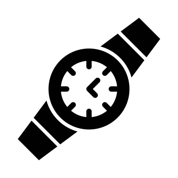Reloj Pulsera Vector Glyph Icono Para Uso Personal Comercial — Vector de stock