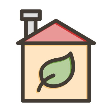 Kişisel ve Ticari Kullanım İçin Renk Simgesi Doldurulmuş Eko Ev Vektörü Kalın Çizgisi