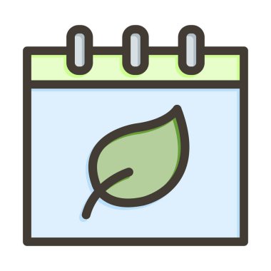 Kişisel ve Ticari Kullanım İçin Renk Simgesi Doldurulmuş Eko takvim Kalın Çizgisi