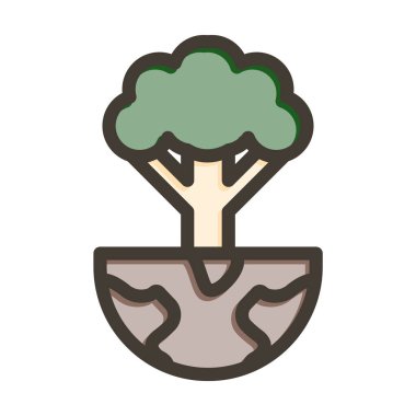 Kişisel ve ticari kullanım için Renk Simgesi Doldurulmuş Dünya Ağaç Vektörü Kalın Çizgisi