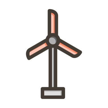 Rüzgar Türbini Kalın Çizgisi Kişisel ve Ticari Kullanım için Renk Simgesi Dolduruldu