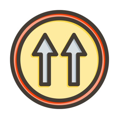 Tek Yönlü Vektör Kalın Çizgisi Kişisel ve Ticari Kullanım İçin Renk Simgesi Dolduruldu