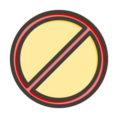 Kişisel ve Ticari Kullanım İçin Renk Simgesi Doldurulmuş Yasak İşaret Kalın Çizgisi