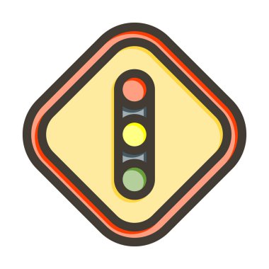 Trafik Işıkları Kalın Çizgi Renk Simgesi Kişisel ve Ticari Kullanım İçin Dolduruldu