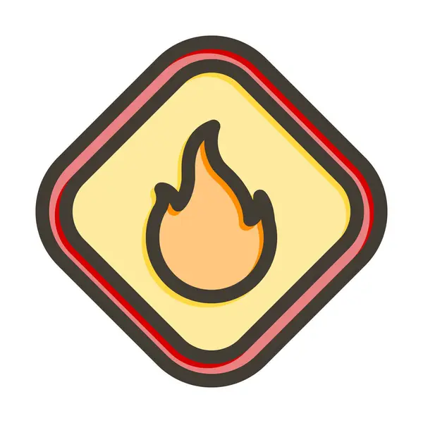 Fire Vector Thick Line Filled Colors Icon Personal Commercial Use — Stock Vector