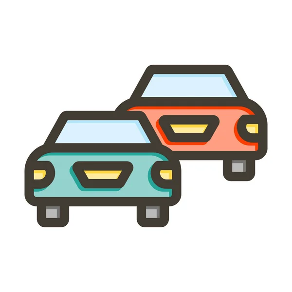 Traffic Jam Vector Thick Line Filled Colors Icon Personal Commercial — Stock Vector