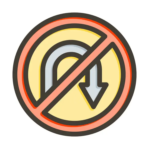 Kein Turn Vector Thick Line Colors Icon Für Den Persönlichen — Stockvektor
