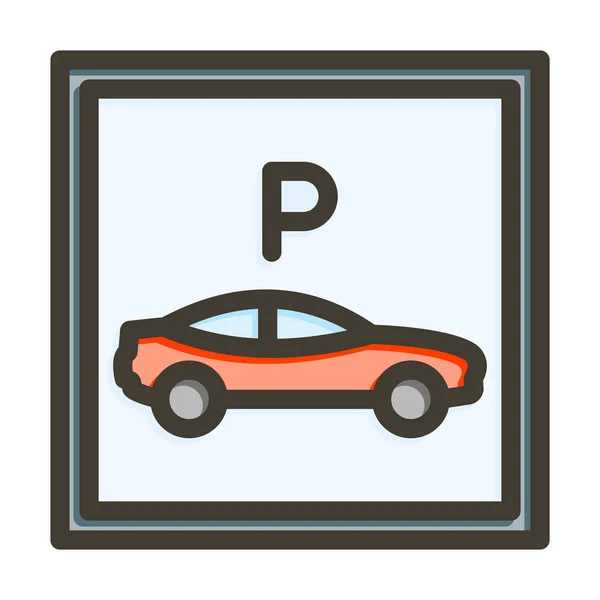Parkering Vektor Tjock Linje Fyllda Färger Ikonen För Personligt Och — Stock vektor