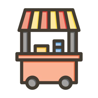 Gıda Oyalama Vektörü Kalın Çizgisi Kişisel ve Ticari Kullanım İçin Renk Simgesi