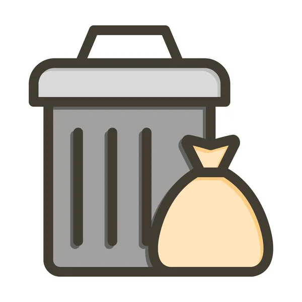 Garbage Vector Thick Line Filled Colors Icon Personal Commercial Use — Stock Vector