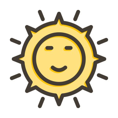 Güneş Vektörü Kalın Çizgisi Kişisel ve Ticari Kullanım İçin Renk Simgesi Dolduruldu