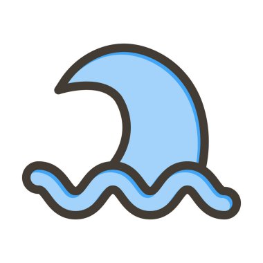 Deniz Vektörü Kalın Çizgisi Kişisel ve Ticari Kullanım İçin Renk Simgesi Dolduruldu