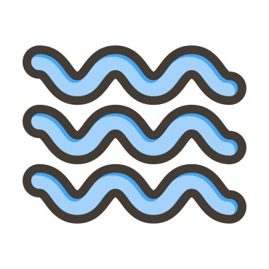 Dalga Vektörü Kalın Çizgisi Kişisel ve Ticari Kullanım için Renk Simgesi Dolduruldu