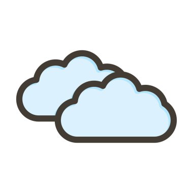 Bulut Vektörü Kalın Çizgisi Kişisel ve Ticari Kullanım için Renk Simgesi Dolduruldu