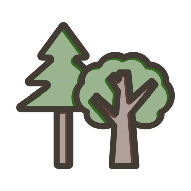 Orman Vektörü Kalın Çizgisi Kişisel ve Ticari Kullanım İçin Renk Simgesi Dolduruldu