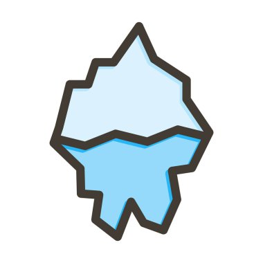 Kişisel ve Ticari Kullanım İçin Renk Simgesi Doldurulmuş Iceberg Vektör Kalın Çizgisi