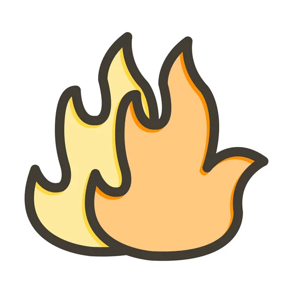 Fire Vector Thick Line Colors Icon Für Den Persönlichen Und — Stockvektor