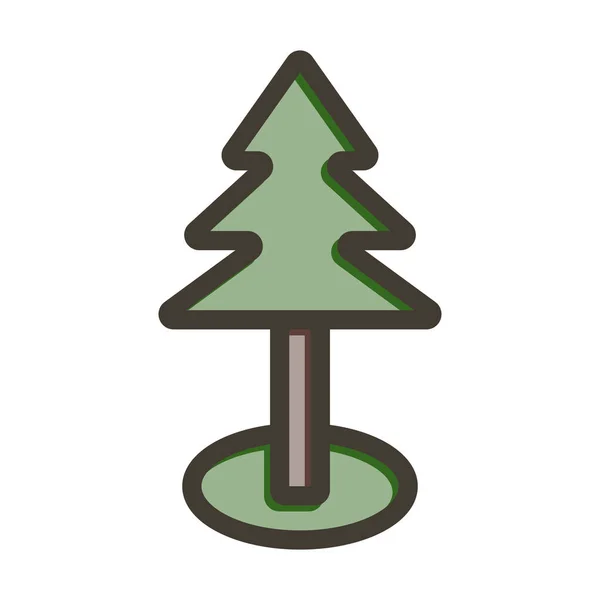 Garis Tebal Vektor Pohon Pinus Ikon Berisi Warna Untuk Penggunaan - Stok Vektor