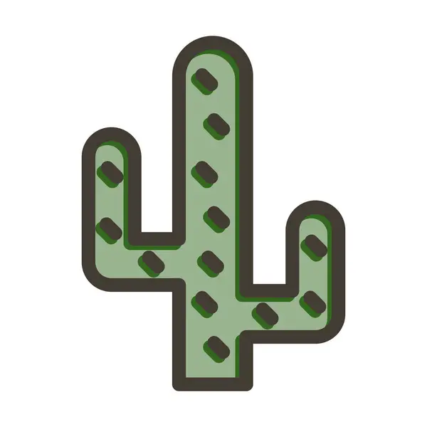 Icône Remplissante Couleurs Ligne Épaisse Vecteur Cactus Pour Usage Personnel — Image vectorielle