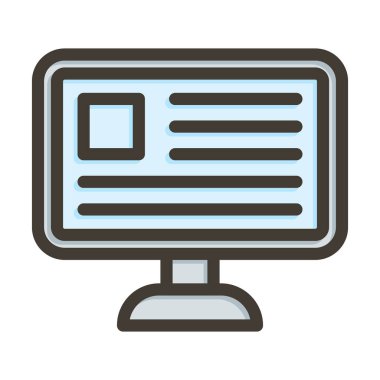 Çevrimiçi Haber Vektörü Kalın Çizgisi Kişisel ve Ticari Kullanım İçin Renk Simgesi Dolduruldu