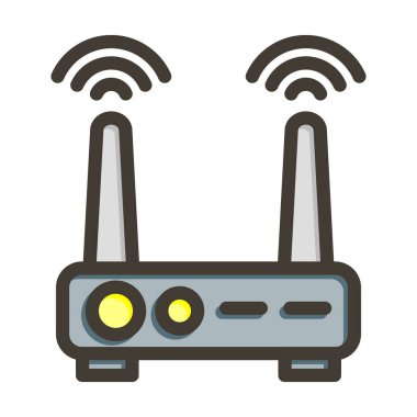 Wifi Yönlendirici Kalın Çizgi Renk Simgesi Kişisel ve Ticari Kullanım İçin Dolduruldu