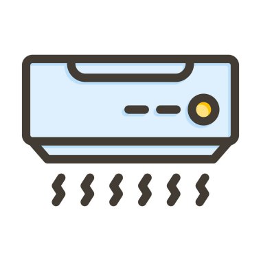 Klima Vektör Kalın Çizgisi Kişisel ve Ticari Kullanım İçin Renk Simgesi Dolduruldu