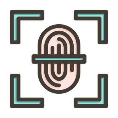 Parmak Tarayıcı Kalın Çizgi Renk Simgesi Kişisel ve Ticari Kullanım İçin Doldurulmuş