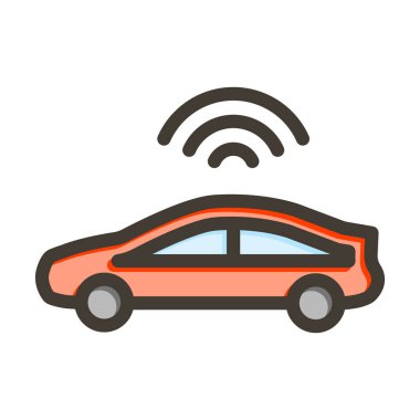 Akıllı Araba Vektörü Kalın Çizgisi Kişisel ve Ticari Kullanım için Renk Simgesi Dolduruldu