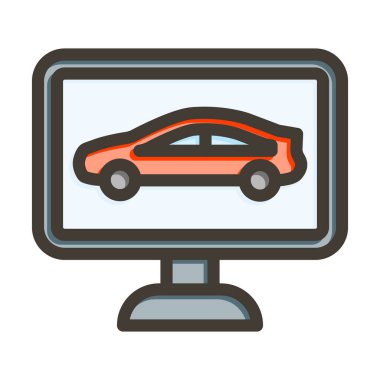 Çevrimiçi Taksi Vektörü Kalın Çizgisi Kişisel ve Ticari Kullanım İçin Renk Simgesi Dolduruldu