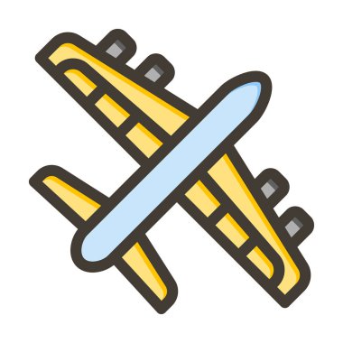 Kişisel ve ticari kullanım için Renk Simgesi Doldurulmuş Hava Taşımacılık Vektörü Kalın Çizgisi