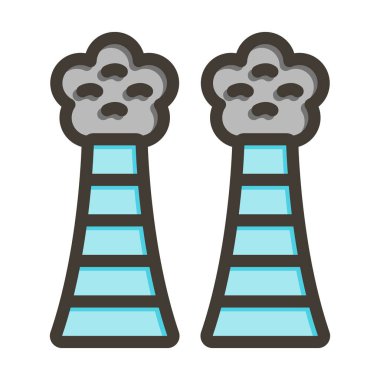 Hava Kirliliği Vektörü Kalın Çizgisi Kişisel ve Ticari Kullanım İçin Renk Simgesi Dolduruldu