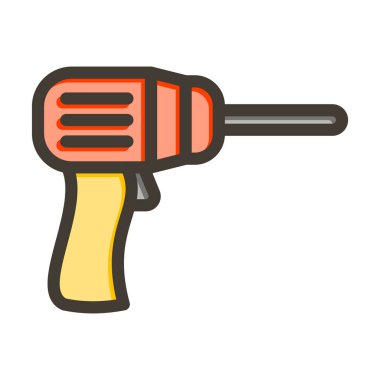 Matkap Vektörü Kalın Çizgisi Kişisel ve Ticari Kullanım için Renk Simgesi Dolduruldu