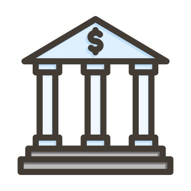 Banka Vektör Kalın Çizgisi Kişisel ve Ticari Kullanım için Renk Simgesi Dolduruldu