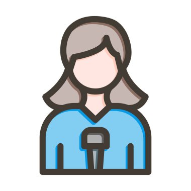 Kişisel ve Ticari Kullanım İçin Renk Simgesi Doldurulmuş Gazeteci Vektör Kalın Çizgisi